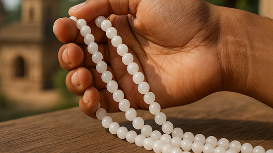 White Agate Mala